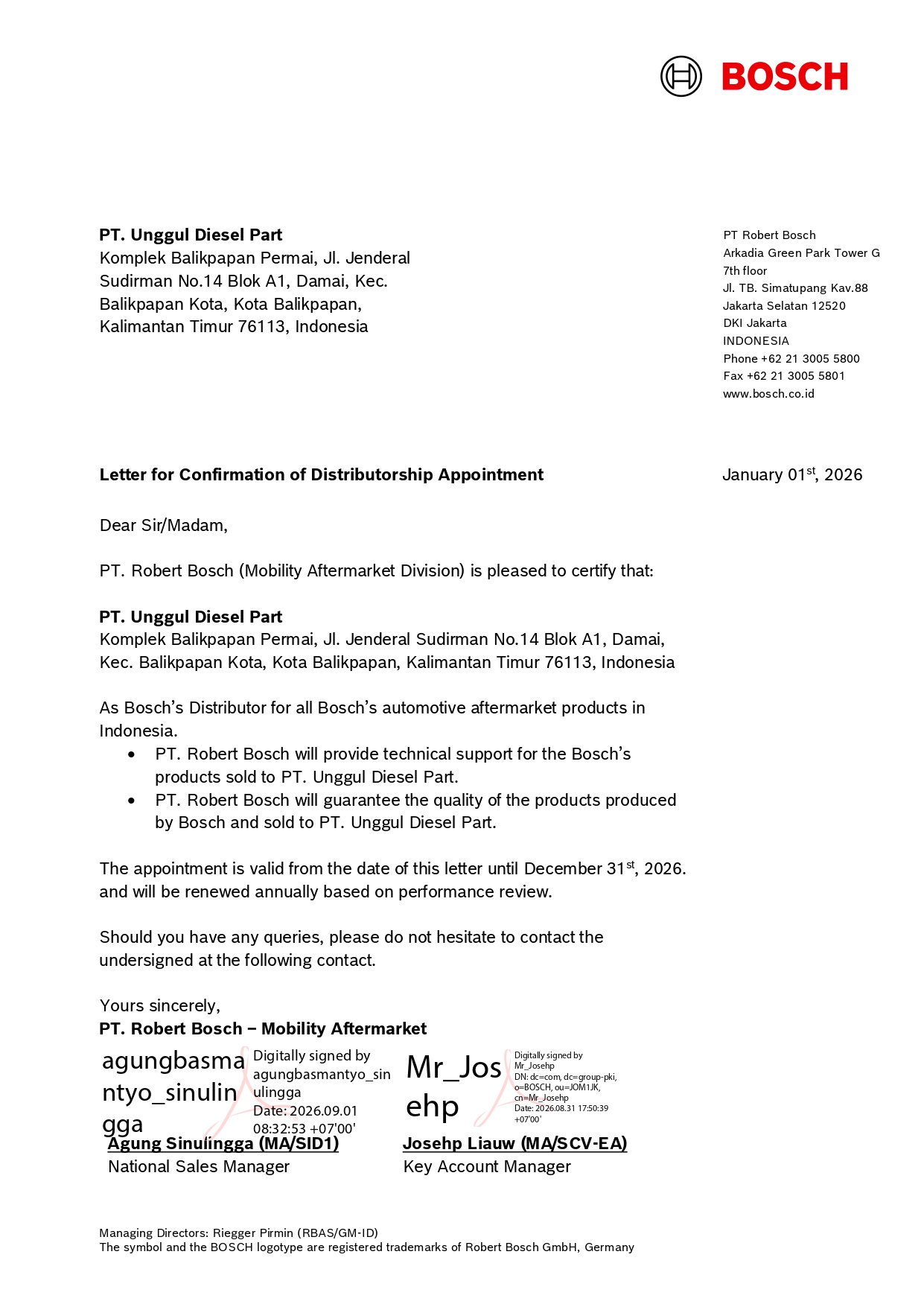 Authorized Distributor DONALDSON